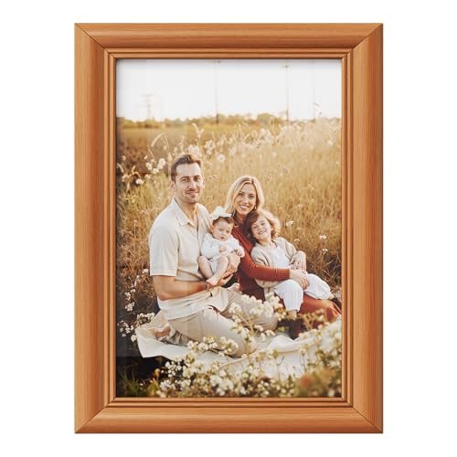 WOLTU Bilderrahmen Fotogalerie, Holz Rahmen, Glasscheibe, Artos Stil (Braun, 10x15cm) von WOLTU