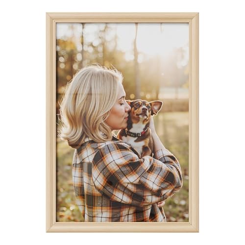 WOLTU Bilderrahmen Fotogalerie, Holz Rahmen, Glasscheibe, Artos Stil (Naturfarbe, 20x30cm), 9431 von WOLTU