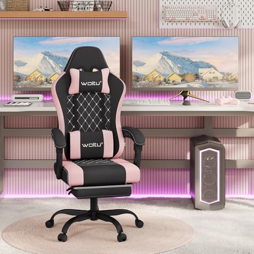 WOLTU Gaming Stuhl mit Massagefunktion, Computerstuhl mit Taschenfederkissen, Gaming Sessel ergonomisch, Drehstuhl mit Kopfkissen, Lendenkissen, Fußstütze, Netzstoff, Schwarz+Rosa,GS15swr WOLTU Gaming Stuhl mit Massagefunktion, Computerstuhl mit Taschenfederkissen, Gaming Sessel ergonomisch, Drehstuhl mit Kopfkissen, Lendenkissen, Fußstütze, Netzstoff, Schwarz+Rosa,GS15swr von WOLTU