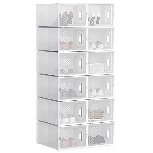 WOLTU Schuhregal mit 12 stapelbaren Schuhboxen Schuhschrank Regalsystem mit Magnetverschluss Steckregal aus Kunststoff DIY 25x19x35 cm transparent weiß WOLTU Schuhregal mit 12 stapelbaren Schuhboxen Schuhschrank Regalsystem mit Magnetverschluss Steckregal aus Kunststoff DIY 25x19x35 cm transparent weiß von WOLTU