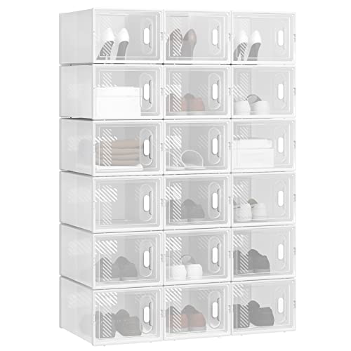 WOLTU Schuhregal mit 18 stapelbaren Schuhboxen Schuhschrank Regalsystem mit Magnetverschluss Steckregal aus Kunststoff DIY 25x19x35 cm transparent weiß WOLTU Schuhregal mit 18 stapelbaren Schuhboxen Schuhschrank Regalsystem mit Magnetverschluss Steckregal aus Kunststoff DIY 25x19x35 cm transparent weiß von WOLTU
