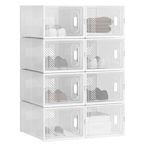 WOLTU Schuhregal mit 8 stapelbaren Schuhboxen Schuhschrank Regalsystem mit Magnetverschluss Steckregal aus Kunststoff DIY 25x19x35 cm transparent weiß WOLTU Schuhregal mit 8 stapelbaren Schuhboxen Schuhschrank Regalsystem mit Magnetverschluss Steckregal aus Kunststoff DIY 25x19x35 cm transparent weiß von WOLTU