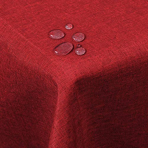 WOLTU Tischdecke 110x140cm Tischtuch Leinendecke Leinenoptik Lotuseffekt Rot abwaschbar schmutzabweisend pflegeleicht Farbe & Größe wählbar Eckig von WOLTU
