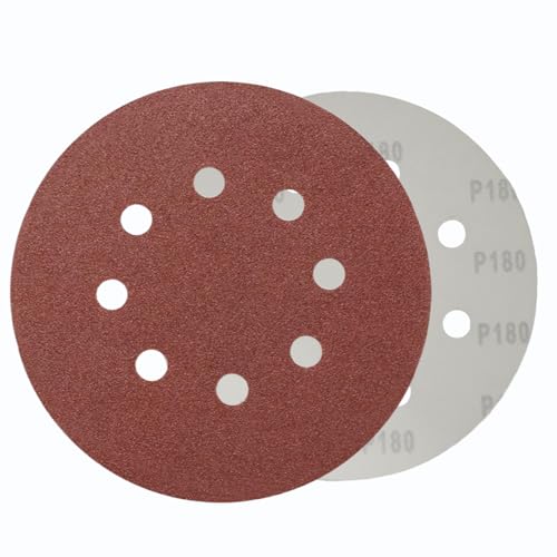 WOMGF 50 Stück Schleifscheiben Ø115 mm Klett Schleifpapier 4.5 Zoll Klettscheibe Set für Exzenterschleifer Körnung 180 von WOMGF