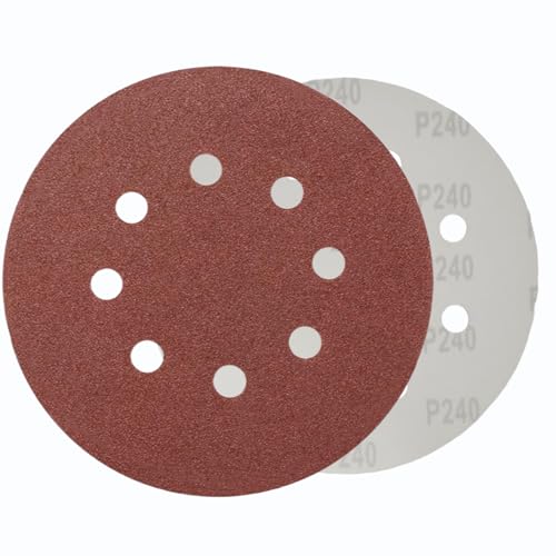 WOMGF 50 Stück Schleifscheiben Ø115 mm Klett Schleifpapier 4.5 Zoll Klettscheibe Set für Exzenterschleifer Körnung 240 von WOMGF