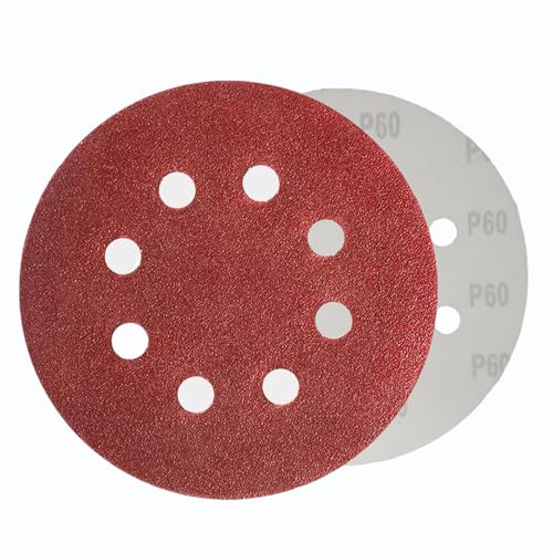 WOMGF 50 Stück Schleifscheiben Ø115 mm Klett Schleifpapier 4.5 Zoll Klettscheibe Set für Exzenterschleifer Körnung 60 von WOMGF