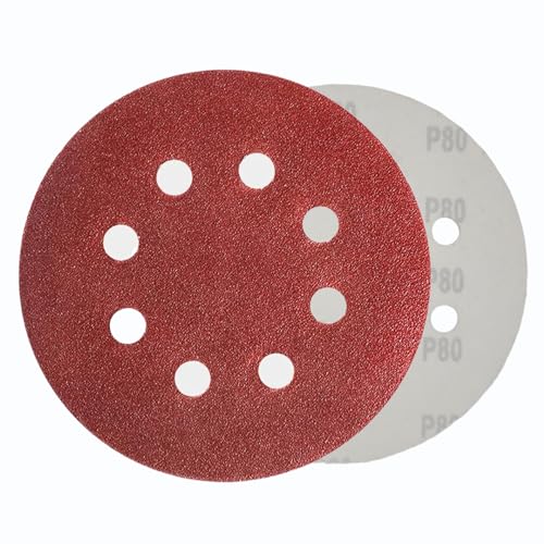 WOMGF 50 Stück Schleifscheiben Ø115 mm Klett Schleifpapier 4.5 Zoll Klettscheibe Set für Exzenterschleifer Körnung 80 von WOMGF