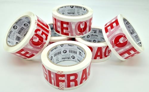 WONDAY - 6 Rollen Klebeband mit Aufschrift Fragile, 50 mm x 66 m WONDAY - 6 Rollen Klebeband mit Aufschrift Fragile, 50 mm x 66 m von WONDAY