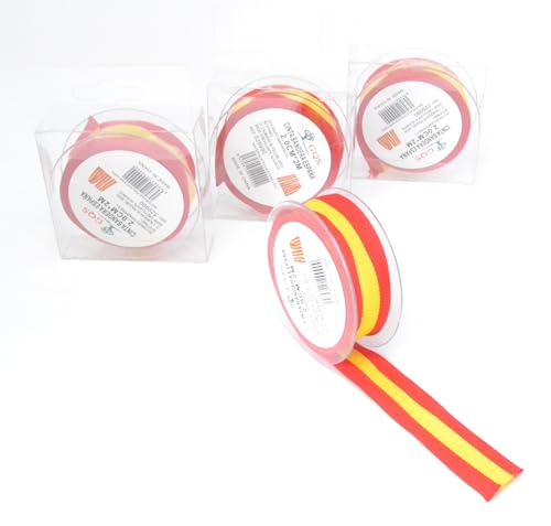 Packung mit 3 Stück, 2 cm x 2 m, insgesamt 6 Meter, spanische Flagge, Stoffrolle für Kunst und Handwerk, Nähen von Stoff, Dekoration der spanischen Flagge. Packung mit 3 Stück, 2 cm x 2 m, insgesamt 6 Meter, spanische Flagge, Stoffrolle für Kunst und Handwerk, Nähen von Stoff, Dekoration der spanischen Flagge. von WONDERFUL