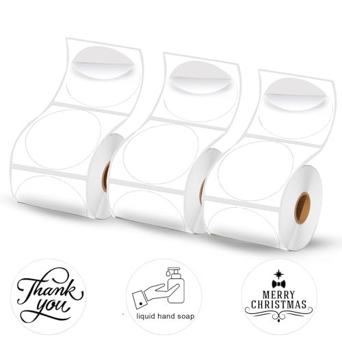 2 x 2 runde Thermo-Etiketten, 420 Etiketten/1 Rolle, für M110/M120/M220/M221 Etikettendrucker, 2 Zoll kreisförmige Thermo-Etiketten für Business und Home, 140 Etiketten für Drucker, Fig. reaktionär von WONLABEL