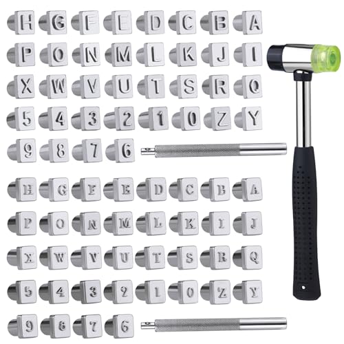 Wonvoc Leder-Stempelwerkzeuge, 75 Stück, Lederschnitzwerkzeuge, Buchstaben und Zahlen, Lederschnitzhammer, Lederschnitzset, Lederstempelwerkzeuge, geometrisch, Lederhandwerksstempelwerkzeuge Wonvoc Leder-Stempelwerkzeuge, 75 Stück, Lederschnitzwerkzeuge, Buchstaben und Zahlen, Lederschnitzhammer, Lederschnitzset, Lederstempelwerkzeuge, geometrisch, Lederhandwerksstempelwerkzeuge von WONVOC