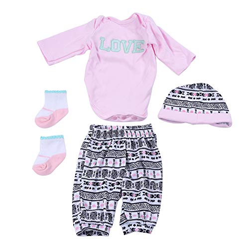 Liebe gemusterte Kleidung Set süße Puppenkleidung für 50-55 cm Neugeborene Puppe 0-3 Monate Baby Liebe gemusterte Kleidung Set süße Puppenkleidung für 50-55 cm Neugeborene Puppe 0-3 Monate Baby von WONZHEC