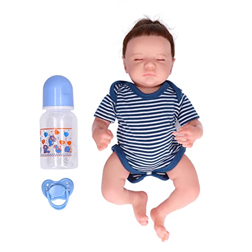 WONZHEC 12 Zoll Silikonpuppen lebensee Augen geschlossen Neugeborene Babypuppen Flexible Struktur sicher Nicht weich. Für Kleinkinder (Levi 12inch weißer Junge mit geschlossenen Augen) von WONZHEC