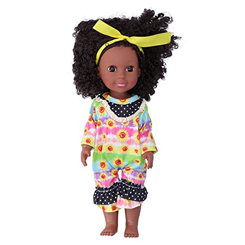 WONZHEC 14 Zoll lockiges Haar Reborn Girl Puppe afrikanische Schwarze Haut Kinder Spielzeug für Rollenspiele WONZHEC 14 Zoll lockiges Haar Reborn Girl Puppe afrikanische Schwarze Haut Kinder Spielzeug für Rollenspiele von WONZHEC