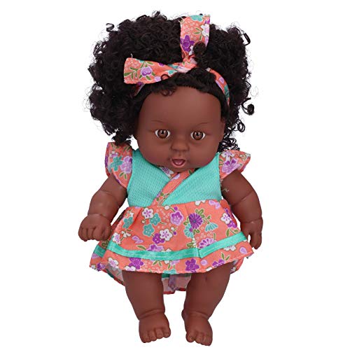 WONZHEC 20 cm wiedergeborene Babypuppen lebensee lockige Haarspielzeugsimulation Sammlung 7,9in im Home Office Outdoor für Kinder über 3 Jahren (Q8-001 Grüner orange Blütenrock) von WONZHEC