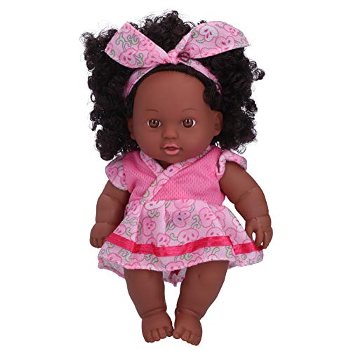 WONZHEC 20 cm wiedergeborene Babypuppen lebensee lockige Haarspielzeugsimulation Sammlung 7,9in im Home Office Outdoor für Kinder über 3 Jahren (Q8-002 Pink geprägter Rock) von WONZHEC