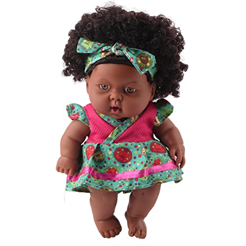 WONZHEC 20 cm wiedergeborene Babypuppen lebensee lockige Haarspielzeugsimulation Sammlung 7,9in im Home Office Outdoor für Kinder über 3 Jahren (Q8-003 Rose Pink Green Rock) von WONZHEC