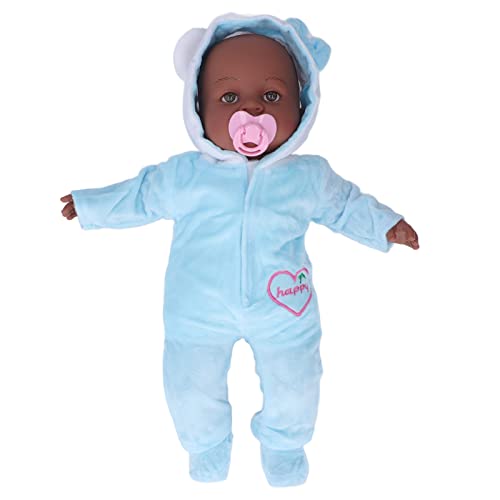WONZHEC 40,6 cm (16 Zoll) schwarze Lederpuppe, realistische Simulationspuppe für Babys für Kinder, Spielzeug-Set von WONZHEC