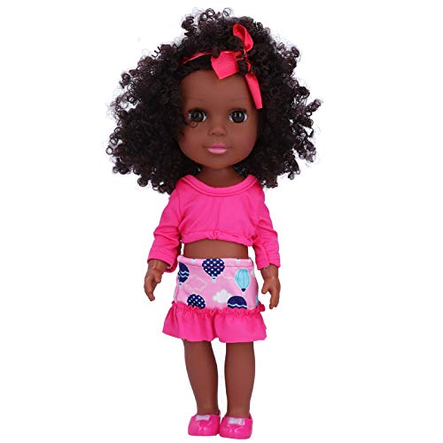 WONZHEC African Black Girl Lifelike Reborn Babypuppe für Kinder 14in Kinderspielzeug (Q14-27 Rose Red Hot Air Ballon Rock) von WONZHEC