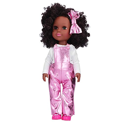 WONZHEC Wiedergeborene Puppen Afrikaner schwarzer Haut Mädchen Puppenmodische Kinderspielzeuggeschenk für Spielzeit (Q14-50 Glitzergurt) von WONZHEC