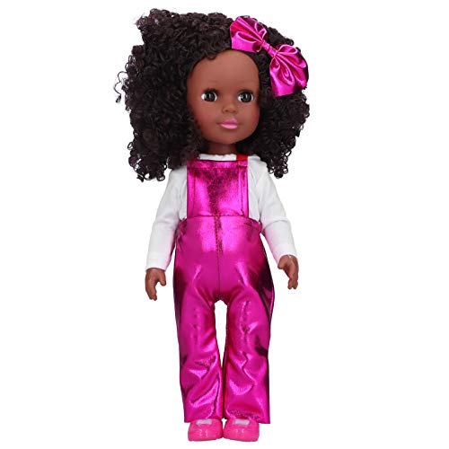 WONZHEC Wiedergeborene Puppen Afrikaner schwarzer Haut Mädchen Puppenmodische Kinderspielzeuggeschenk für Spielzeit (Q14-57 Rose Red Gurt Set) von WONZHEC