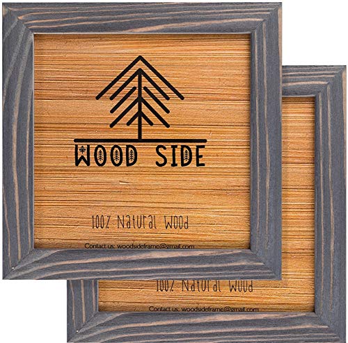 Rustikaler Holz-Bilderrahmen, quadratisch, 100 % natürliches Massivholz mit Echtglas für Wandmontage und Tisch-Display-Bilderrahmen – Grau Rustikaler Holz-Bilderrahmen, quadratisch, 100 % natürliches Massivholz mit Echtglas für Wandmontage und Tisch-Display-Bilderrahmen – Grau von WOOD SIDE ORBIS
