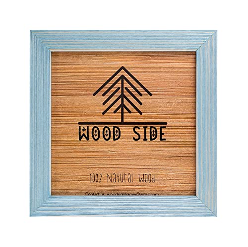 Wood Side Orbis Bilderrahmen, rustikaler Stil, Holz, quadratisch, 30,5 x 30,5 cm, naturfarben 12x12 Blue Turquoise von WOOD SIDE ORBIS