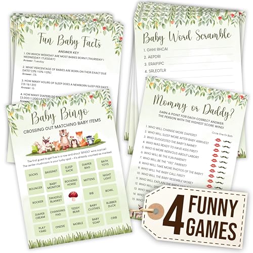 WOODAMORE Woodland Baby Shower Games Boy - Forest Baby Shower Bingo Games Boy for 25 Guests, Safari Word Scramble Mommy Or Daddy Game, Woodland Animal Theme Decorations Ideas WOODAMORE Woodland Baby Shower Games Boy - Forest Baby Shower Bingo Games Boy for 25 Guests, Safari Word Scramble Mommy Or Daddy Game, Woodland Animal Theme Decorations Ideas von WOODAMORE
