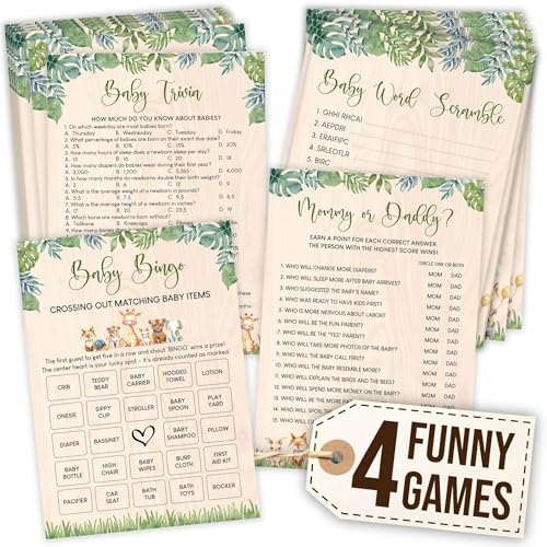 WOODAMORE Woodland Babyparty-Spiele für Jungen – Wald-Bingo-Spiel für 25 Gäste, lustiges Mama- oder Papa-Spiel, Baby-Trivia, Waldthema, Babyparty-Dekorationen, Woodland-Baby-Party-Ideen WOODAMORE Woodland Babyparty-Spiele für Jungen – Wald-Bingo-Spiel für 25 Gäste, lustiges Mama- oder Papa-Spiel, Baby-Trivia, Waldthema, Babyparty-Dekorationen, Woodland-Baby-Party-Ideen von WOODAMORE