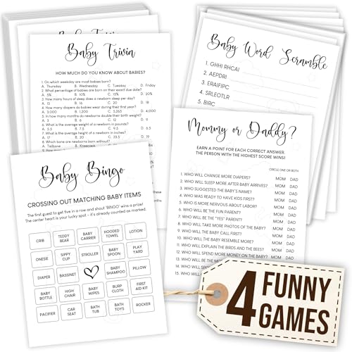 Woodamore Lustige Babyparty-Spiele, geschlechtsneutral – Babyparty-Bingo-Spiel für Mädchen, Baby-Bingo für Babyparty, Jungen, Dekorationen, Baby-Wort, Scramble Guess Who Mama oder Papa, lustige Woodamore Lustige Babyparty-Spiele, geschlechtsneutral – Babyparty-Bingo-Spiel für Mädchen, Baby-Bingo für Babyparty, Jungen, Dekorationen, Baby-Wort, Scramble Guess Who Mama oder Papa, lustige von WOODAMORE