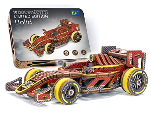 WOODEN.CITY Bolid Limited Edition - 3D-Holz Rennwagen Formel 1, Holzpuzzle Erwachsene, Modellauto Bastelset, Laser Cut 3D Puzzle, Bausatz Erwachsene, Modellbausatz, Holzbausatz von WOODEN.CITY