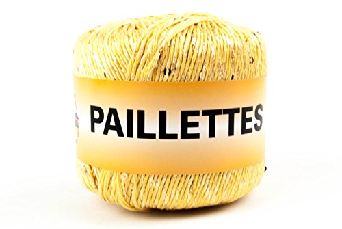 woolove Pailletten, 50 g, Garn mit Pailletten, Baumwolle und Polyester, 9 Gelb von woolove