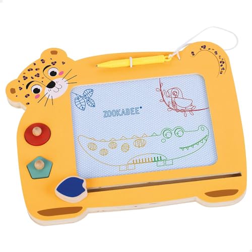 WOOMAX - Magnettafel aus Holz, Malen in 4, 2 Stempeln, Radiergummi und Stift, Leoparden-Design, Spielzeug Kinder 3 Jahre, Lernspiele, Kindertafeln, FSC (47586) von WOOMAX