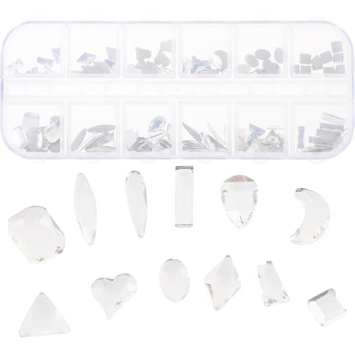 WOONEKY 1 Karton DIY Nagelsteine Fächer Strasssteine Ab Glasperlen Nail Art Charms für Nägel Basteln Schmuck Dekor Nageldesign Zubehör für Kreative Nail Art und DIY Handwerk von WOONEKY