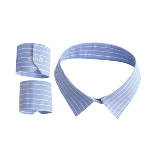 WOONEKY 1 Satz Abnehmbarem und Manschetten für Herren Europäisches Design Gestreift für Büro und Festliche Anlässe Eleganter Look ohne Zusätzlichen Schmuck WOONEKY 1 Satz Abnehmbarem und Manschetten für Herren Europäisches Design Gestreift für Büro und Festliche Anlässe Eleganter Look ohne Zusätzlichen Schmuck von WOONEKY