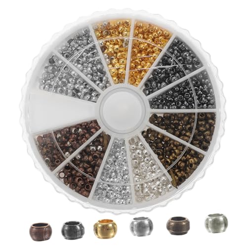 WOONEKY 1 Schachtel Kupfer Spacer Perlen mit Großem Loch Bunte DIY Schmuckperlen für Armbänder und Halsketten Glatte Oberfläche Farben Metall Bastelperlen für Schmuckherstellung und WOONEKY 1 Schachtel Kupfer Spacer Perlen mit Großem Loch Bunte DIY Schmuckperlen für Armbänder und Halsketten Glatte Oberfläche Farben Metall Bastelperlen für Schmuckherstellung und von WOONEKY