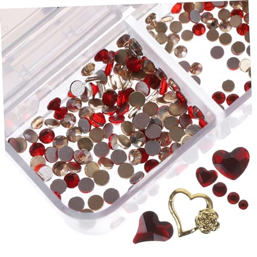 WOONEKY 1 Schachtel Nail Art Strasssteine Herzförmige Nail Charms aus Kleine und Große Glitzersteine Rosa Flache Nagel Dekoration für Damen Vielseitige Maniküre Verzierungen von WOONEKY