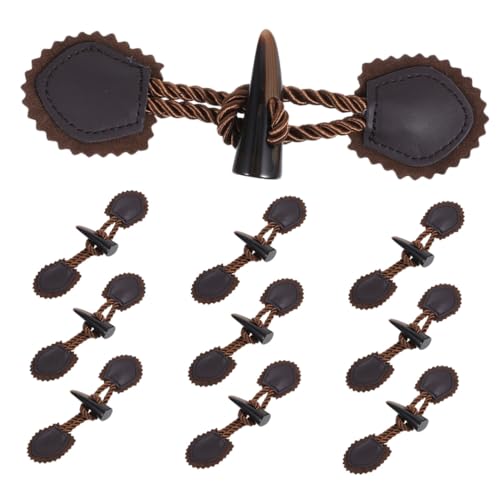 WOONEKY 10 Paare Hornknebelknöpfe aus Langlebigem Harz Vintage Design mit Sicherem Knebelverschluss zum Nähen und Ersetzen von Knöpfen an Wintermänteln und Wolljacken Dunkle Kaffeefarbe von WOONEKY