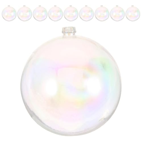 WOONEKY 10 Stück Durchsichtige Schillernde Weihnachtskugeln Befüllbare Dekokugeln aus Kunststoff für Christbaum Hochzeiten Partys und DIY Weihnachtsdeko Transparent von WOONEKY