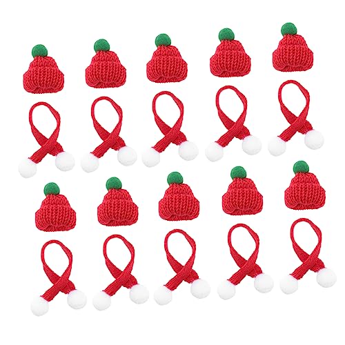 WOONEKY 10 Stück Gestrickte Mini-weihnachtsmützen Und 10 Stück Mini-schals Weihnachtspuppendekor Bastelset Partydekorationen Für Jungen Und Mädchen WOONEKY 10 Stück Gestrickte Mini-weihnachtsmützen Und 10 Stück Mini-schals Weihnachtspuppendekor Bastelset Partydekorationen Für Jungen Und Mädchen von WOONEKY