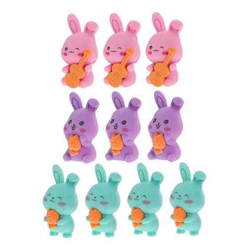 WOONEKY 10 Stück Kawaii Cartoon Kaninchen Radiergummis Süße Tier Radierer für Schulbedarf Kreative Radierer für Schulprojekte und Partys von WOONEKY