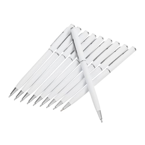 WOONEKY 10 Stück Metall Kugelschreiber Drehbar mit Schwarzer Metallkonstruktion Feinspitze für Geschäft Büro Studenten Robuster Professioneller Schreibstift für Meetings und von WOONEKY