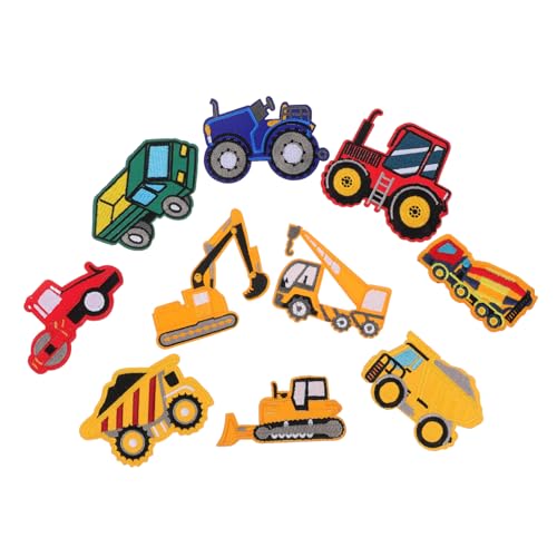 WOONEKY 10 Stück Teiliges Feuerwehr Aufnäher Bestickte Stoffpatches zum Aufnähen Cartoon Auto Design für Kinderkleidung Praktische Reparatur und Dekorationsflicken für Jacken Taschen Hüte von WOONEKY