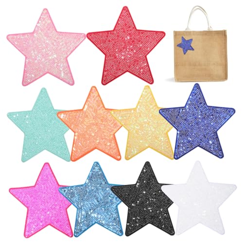 WOONEKY 10 Stück Teiliges Pailletten Stern Aufnäher Bestickte Bügelbilder Farbige Stern Applikationen Strapazierfähig und Farbecht für Jacken Taschen Hüte und Diy Kleidung Schmuck WOONEKY 10 Stück Teiliges Pailletten Stern Aufnäher Bestickte Bügelbilder Farbige Stern Applikationen Strapazierfähig und Farbecht für Jacken Taschen Hüte und Diy Kleidung Schmuck von WOONEKY