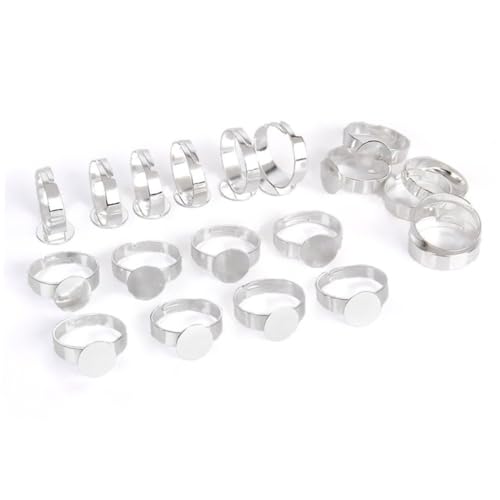WOONEKY 10 Stück Teiliges Silberfarbenes Ringrohling Verstellbare Ringbasis aus Umweltfreundlich Nickelfrei Elektroplattiertem Weiß K Runde Lünette DIY Schmuckzubehör für Individuelle WOONEKY 10 Stück Teiliges Silberfarbenes Ringrohling Verstellbare Ringbasis aus Umweltfreundlich Nickelfrei Elektroplattiertem Weiß K Runde Lünette DIY Schmuckzubehör für Individuelle von WOONEKY
