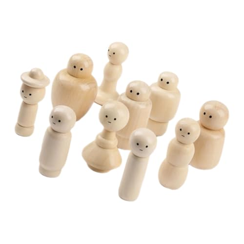 WOONEKY 10 Stück Teiliges Unbehandelter Holzfiguren zum Bemalen DIY Peg Dolls aus Naturholz Kreative Bastelfiguren für Personalisierbare Holzpuppen als Geschenk und Dekoration WOONEKY 10 Stück Teiliges Unbehandelter Holzfiguren zum Bemalen DIY Peg Dolls aus Naturholz Kreative Bastelfiguren für Personalisierbare Holzpuppen als Geschenk und Dekoration von WOONEKY