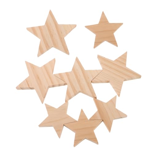 WOONEKY 10 Stück Teiliges Unvollendete Natürliche Holzsterne Blanke Holzscheiben Vielseitige DIY Holzsterne zum Bemalen Gravieren Schnitzen Rustikale Dekoration für Party und Zuhause von WOONEKY