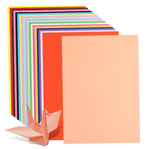 WOONEKY 100 Blatt Farbiges Bastelpapier Farben Dicker Karton Reißfestes Origami und Bastelpapier für Grußkarten Scrapbooking Vielseitig Einsetzbar Pastellfarbene Bastelblätter von WOONEKY
