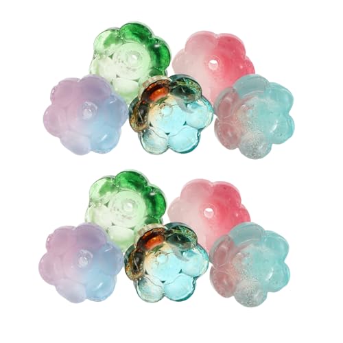 WOONEKY 100 Stück Bunte Glasperlen Glockenblumenform Langlebige Farbverlauf Perlen für DIY Armbänder Halsketten Ohrringe Handgefertigte Schmuckzubehör mit Symbolischer Lilienblüte von WOONEKY