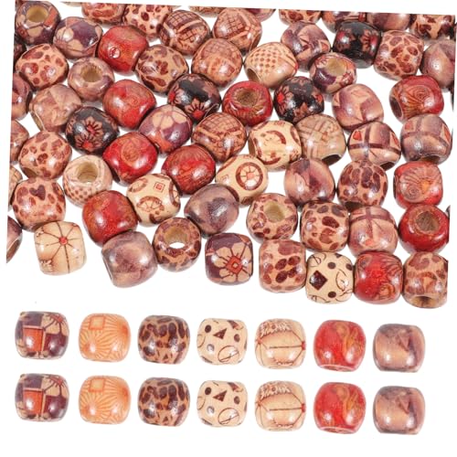 WOONEKY 100 Stück Holzperlen für Haaraccessoires Dreadlock und Zopfperlen Leichte DIY Holzperlen Mehrfarbige Perlen für Schmuck und Bastelarbeiten für Zöpfe und Dreadlocks von WOONEKY
